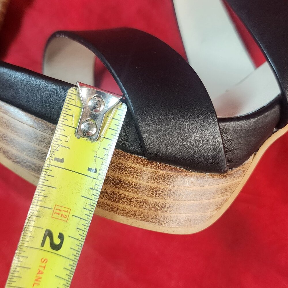 Aldo Wood Platform Black Straps Sandal Heels 8.5 Good Condition - Picture 6 of 8